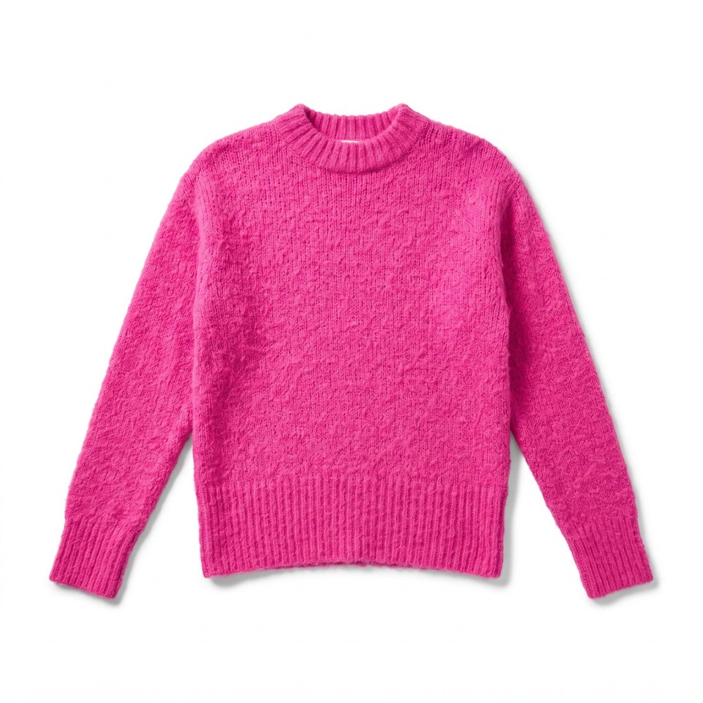 A New Day S Hot Pink Fuzzy Crewneck Eyelash Knit Sweater Cozy
